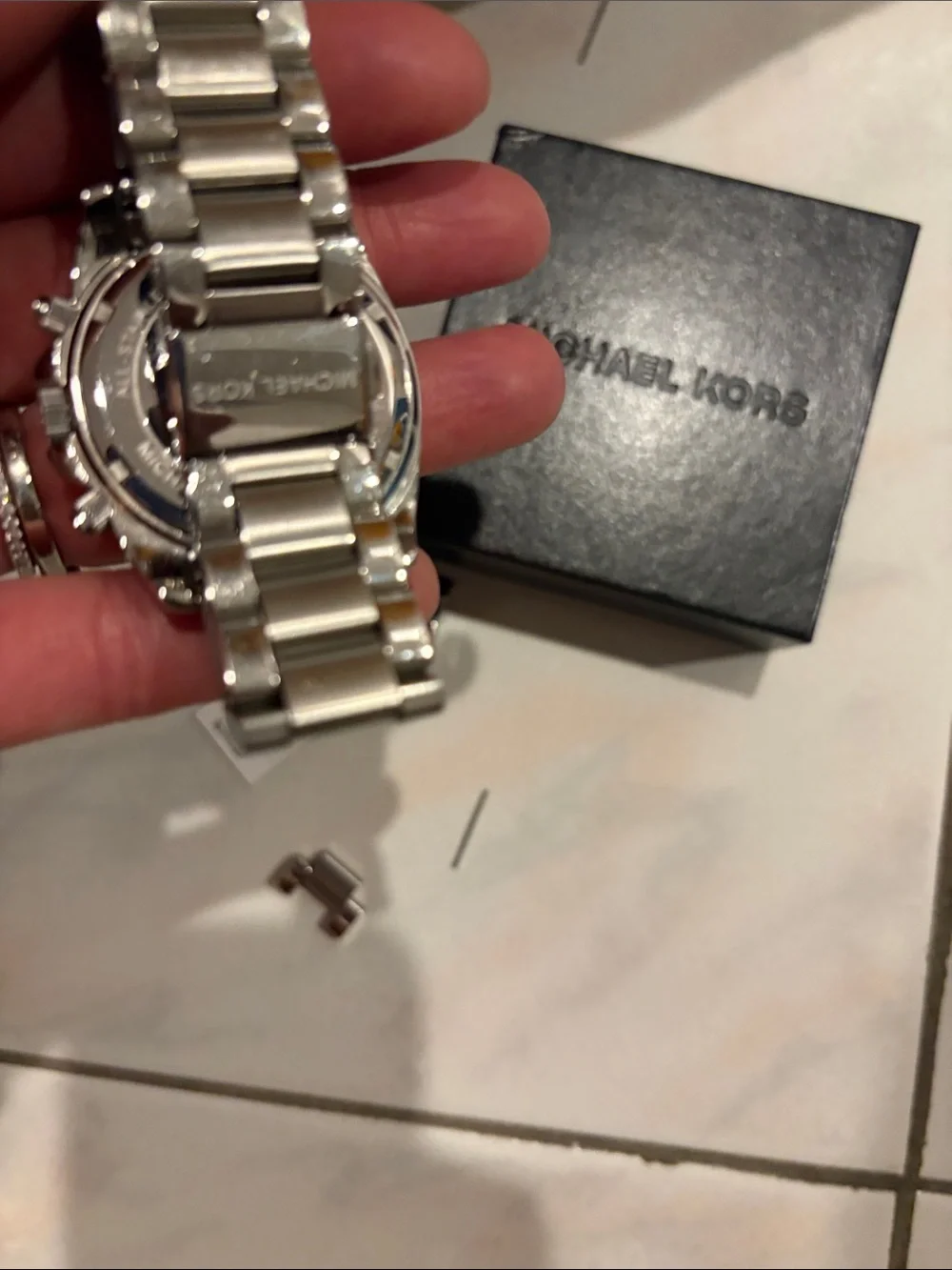 Michael Kors Silver and White Crystal Accent Chronograph Watch